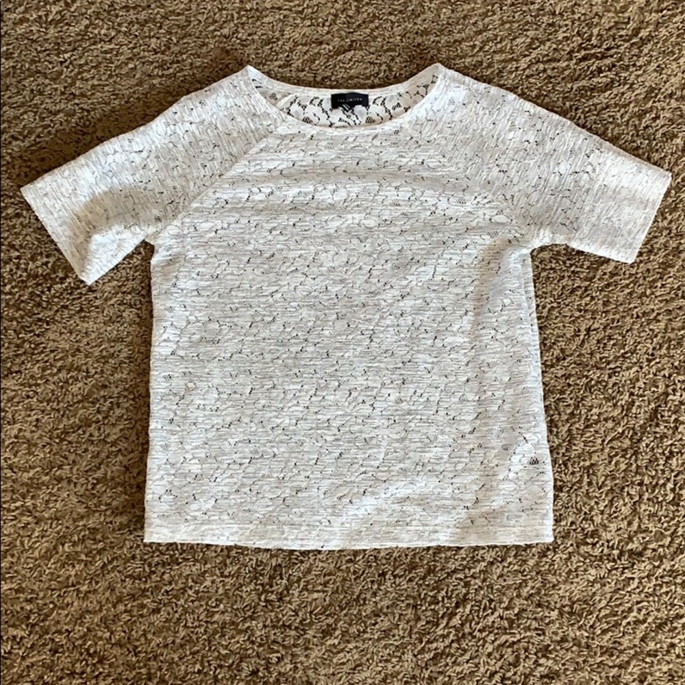Gray white all lace top. Size XS